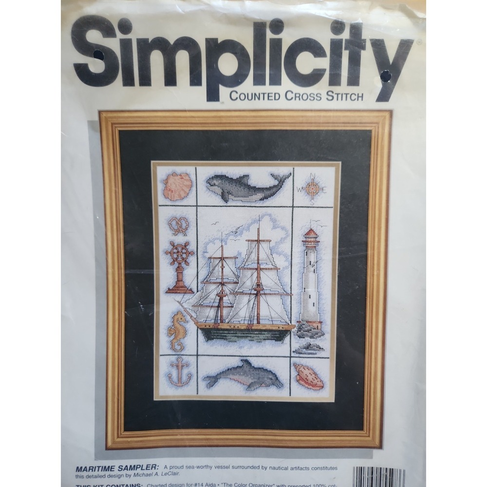 VTG Simplicity Counted Cross-stitch #05598 "Maritime Sampler" By Michael LeClair